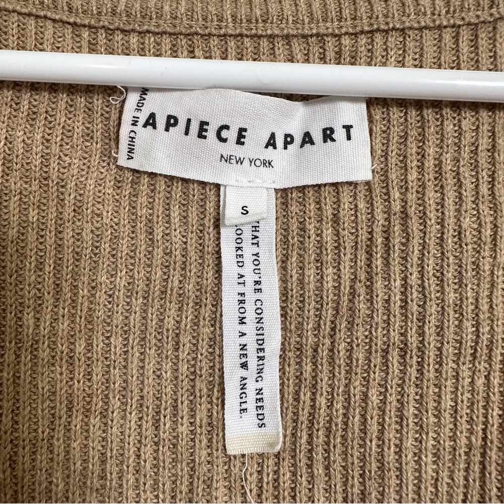 Apiece Apart Dios Cashmere Camel V Neck Sweater View 3